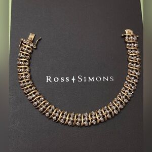 Vintage Ross-Simons 18k gold over 925 Sterling Silver Bracelet With 25 Diamonds!